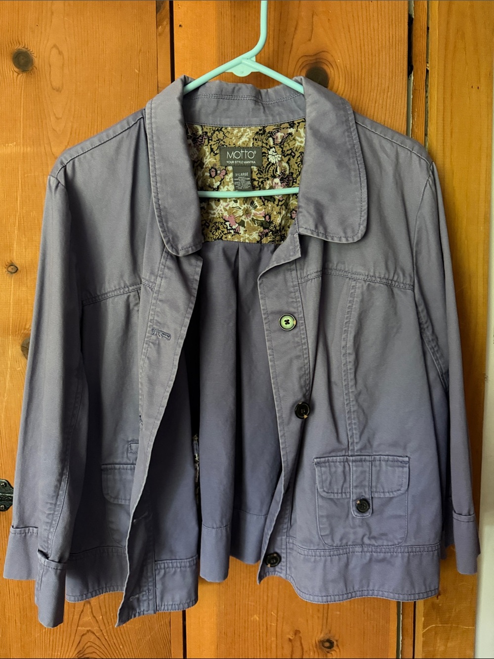 Motto Women's Lavender Utility Jacket with Floral Lining